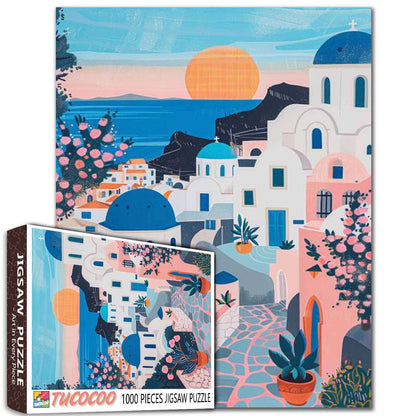 Santorini Sunset View Jigsaw Puzzle