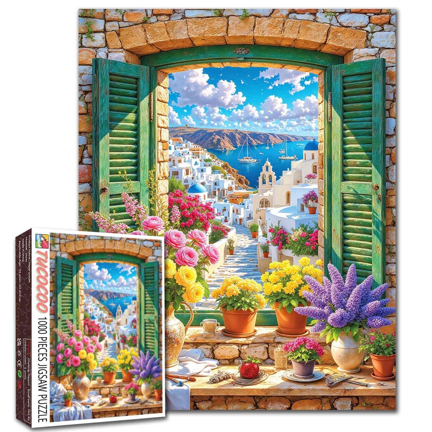 Santorini Window View Jigsaw Puzzle