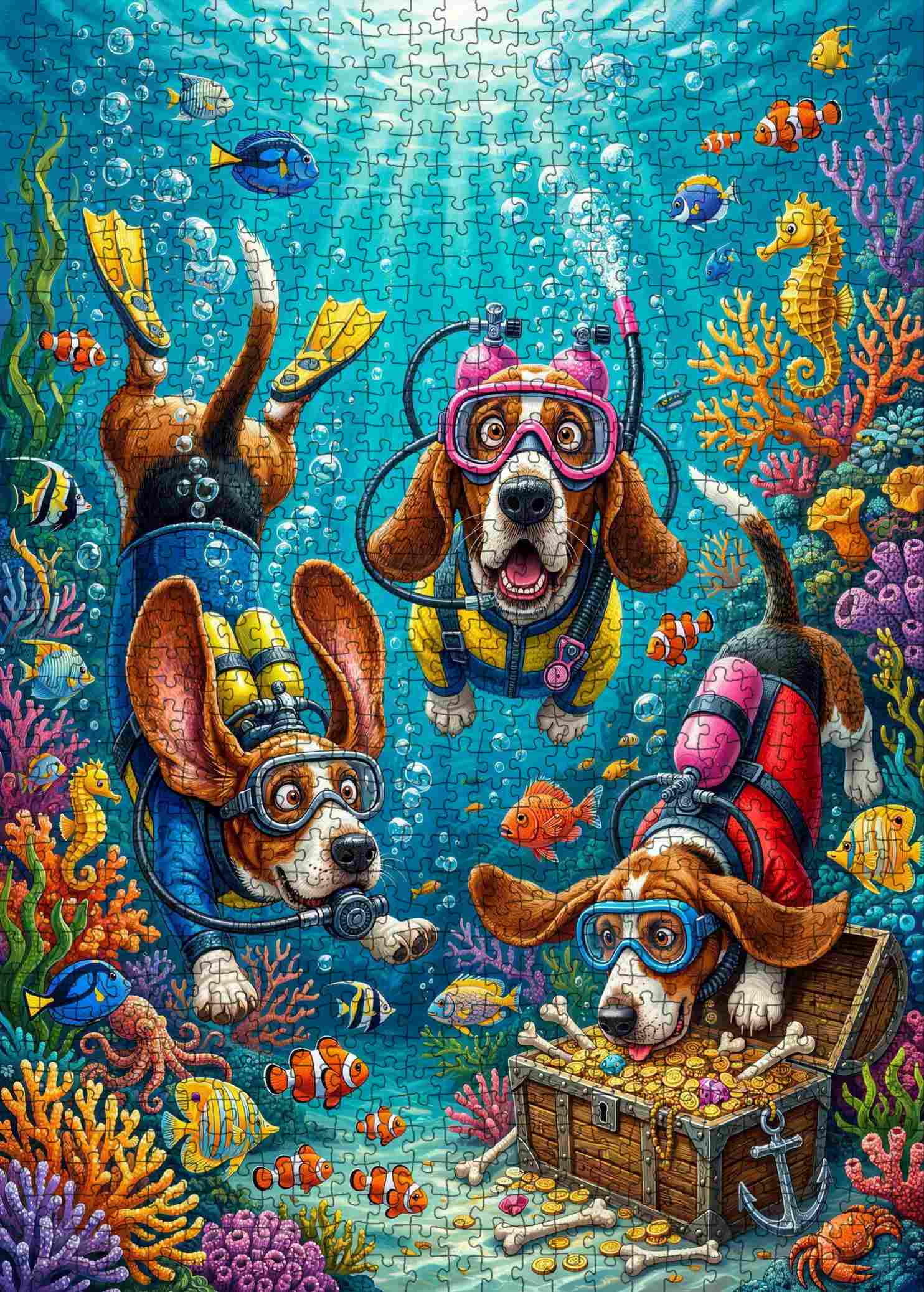 Scuba Dogs Underwater Treasure Adventure Jigsaw Puzzle