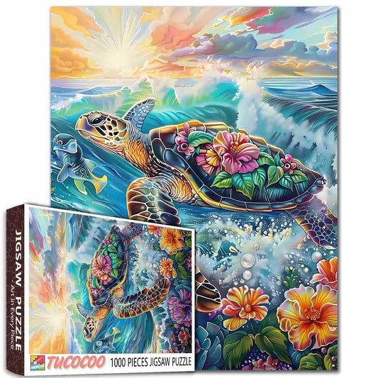 Sea Turtle Sunset Jigsaw Puzzle