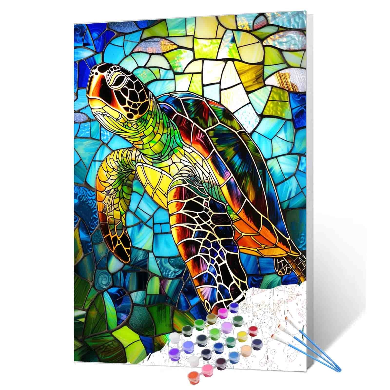 Sea Turtle Stained Glass Paint by Numbers