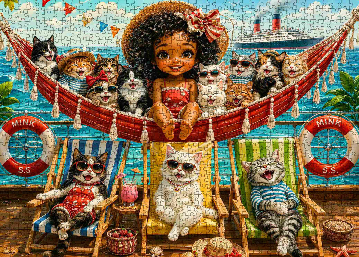 Seaside Cats Summer Vacation Jigsaw Puzzle