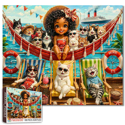 Seaside Cats Summer Vacation Jigsaw Puzzle
