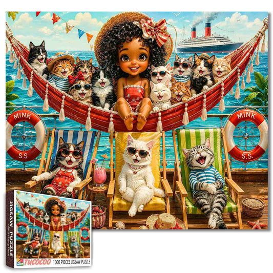 Seaside Cats Summer Vacation Jigsaw Puzzle