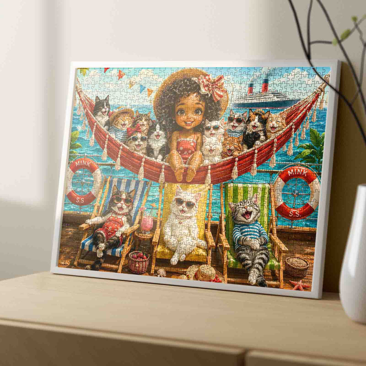 Seaside Cats Summer Vacation Jigsaw Puzzle