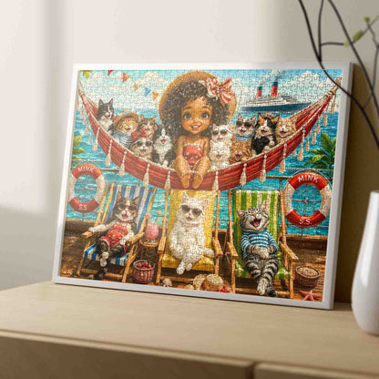 Seaside Cats Summer Vacation Jigsaw Puzzle