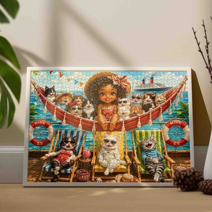 Seaside Cats Summer Vacation Jigsaw Puzzle