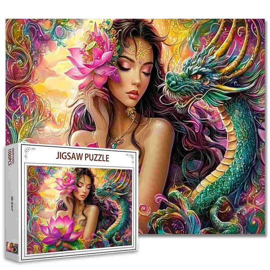 Mystical Beauty and Dragon Jigsaw Puzzle