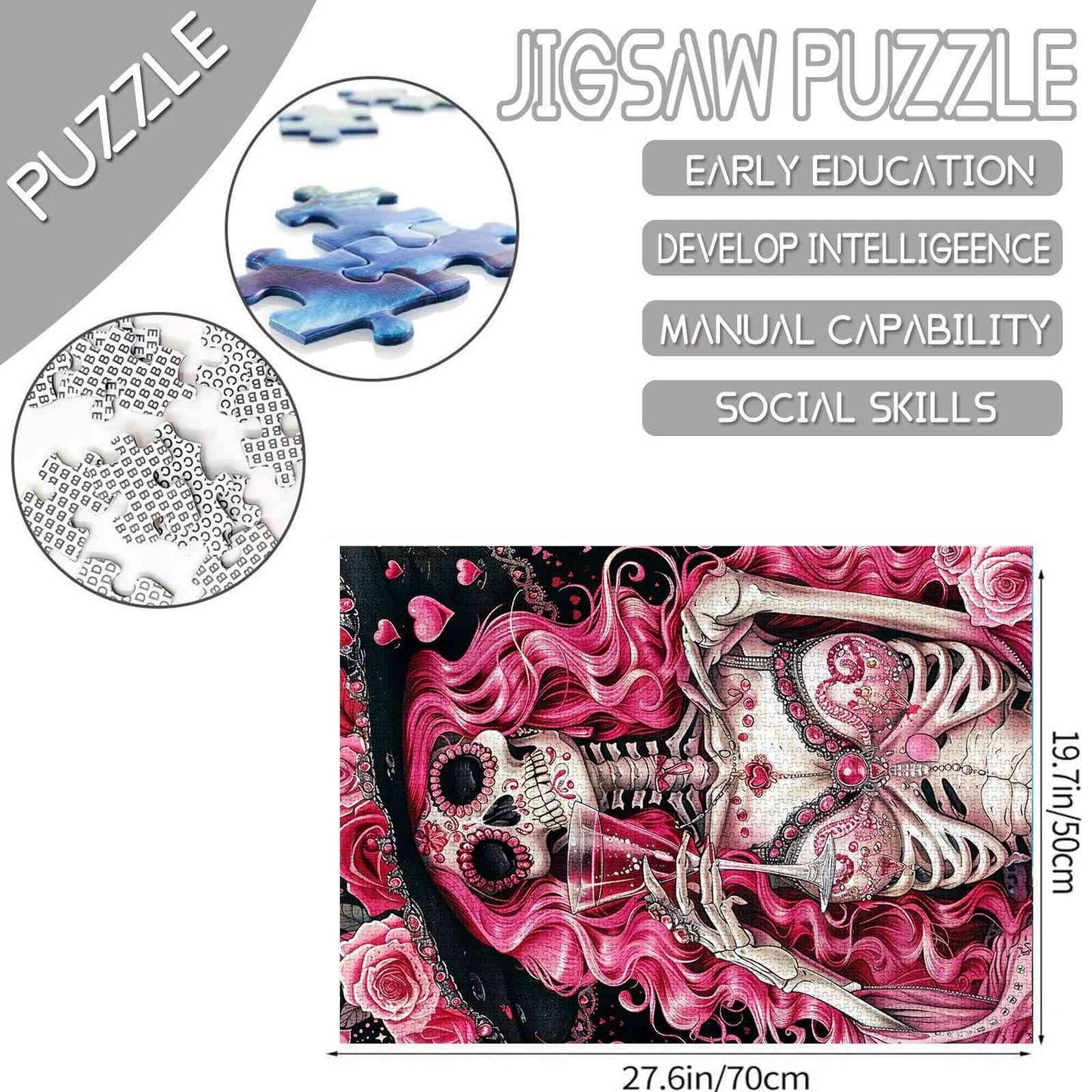 Gothic Skeleton in Evening Gown Jigsaw Puzzles