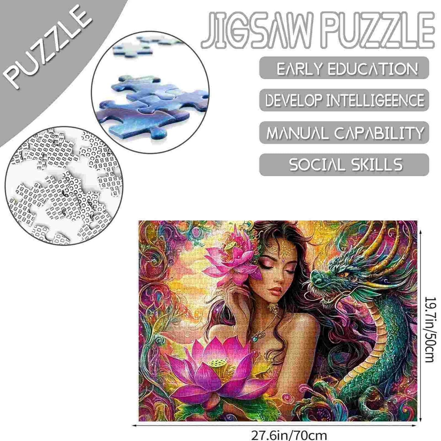 Mystical Beauty and Dragon Jigsaw Puzzle