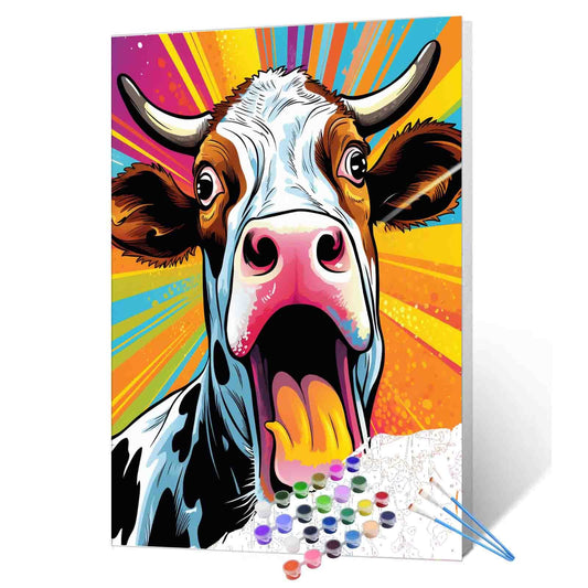 Shocked Cow Pop Art Paint by Numbers