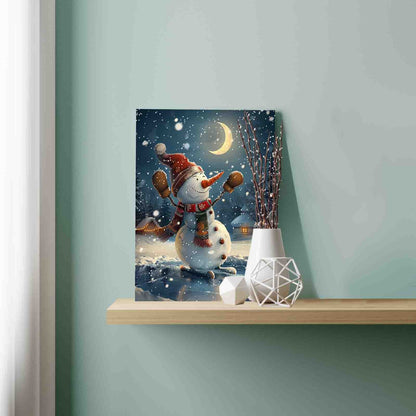 Skating Snowman Moonlight Paint by Numbers