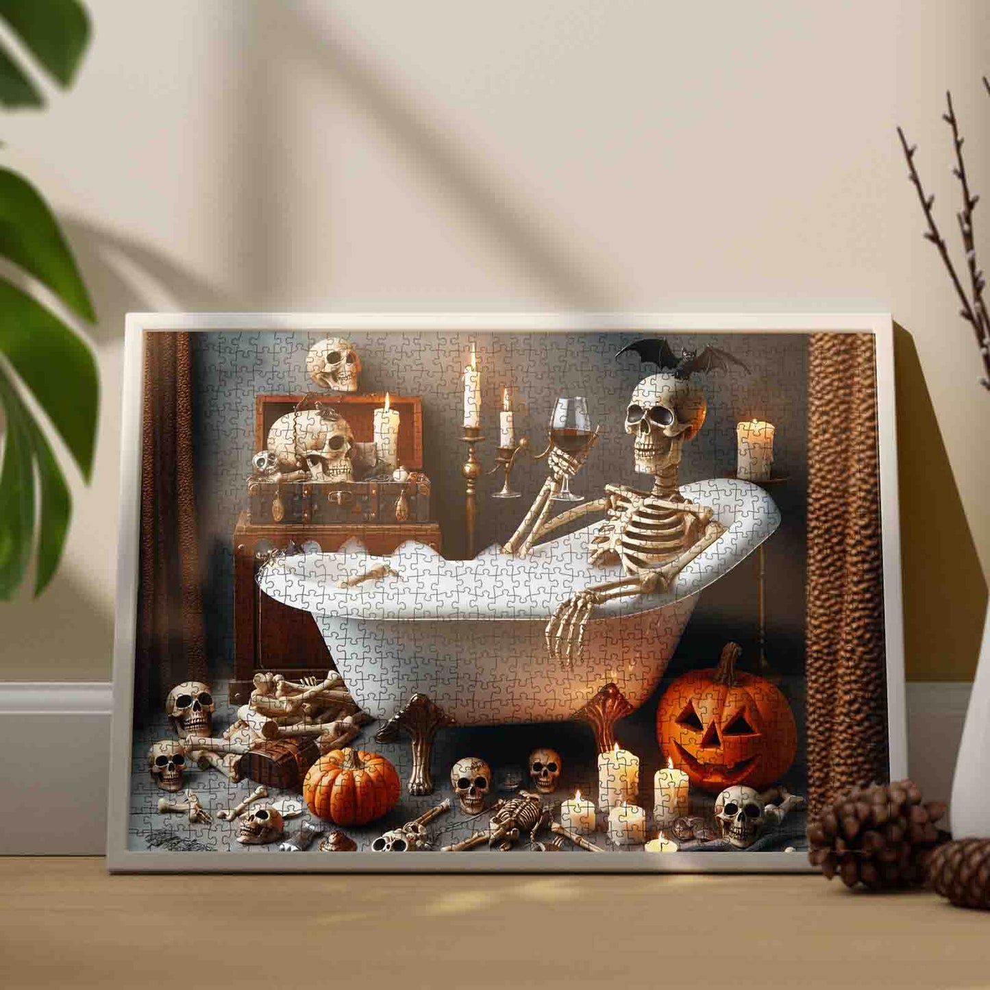 Skeleton Bath Halloween Jigsaw Puzzle
