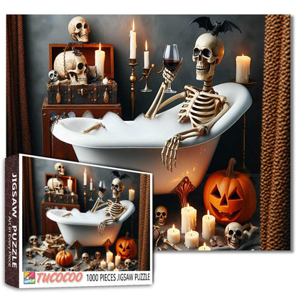 Skeleton Bath Halloween Jigsaw Puzzle