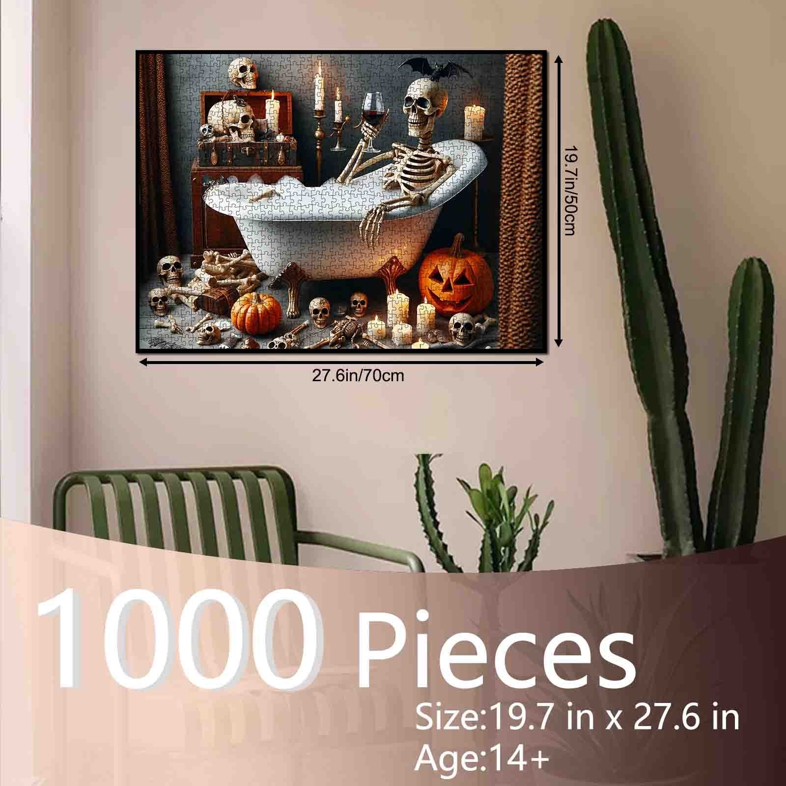 Skeleton Bath Halloween Jigsaw Puzzle