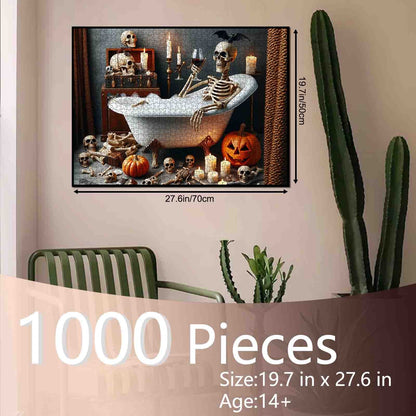 Skeleton Bath Halloween Jigsaw Puzzle