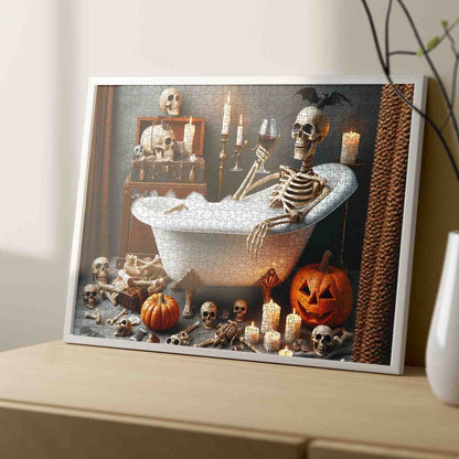 Skeleton Bath Halloween Jigsaw Puzzle