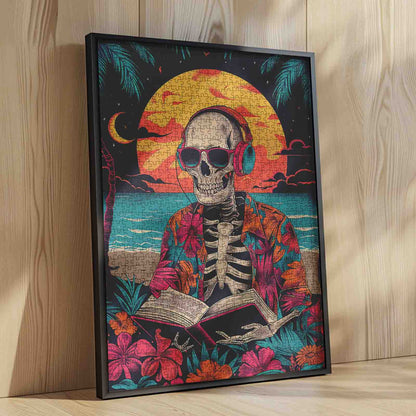 Skeleton Sunset Beach Vibes Jigsaw Puzzle