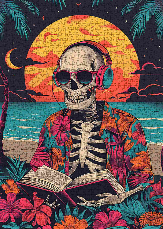 Skeleton Sunset Beach Vibes Jigsaw Puzzle