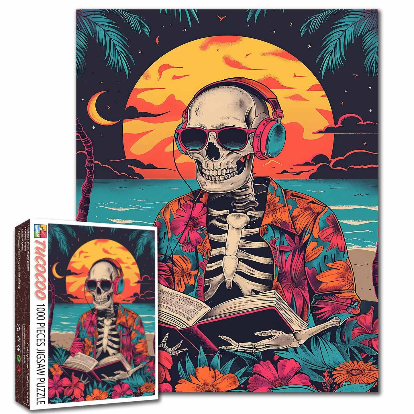 Skeleton Sunset Beach Vibes Jigsaw Puzzle