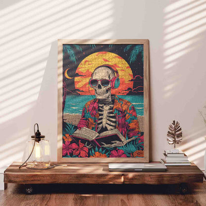 Skeleton Sunset Beach Vibes Jigsaw Puzzle