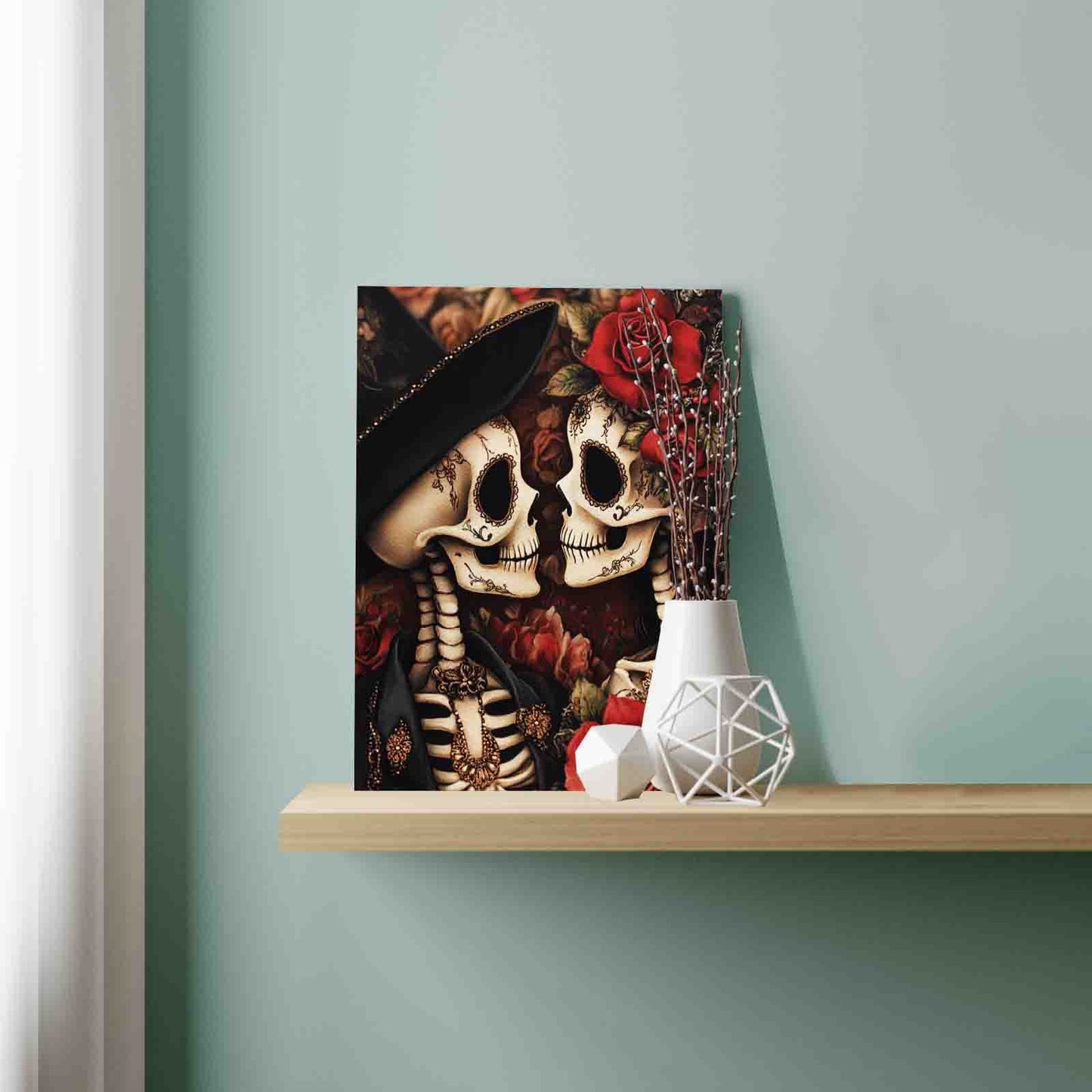 Skeleton Lovers with Roses Paint by Numbers