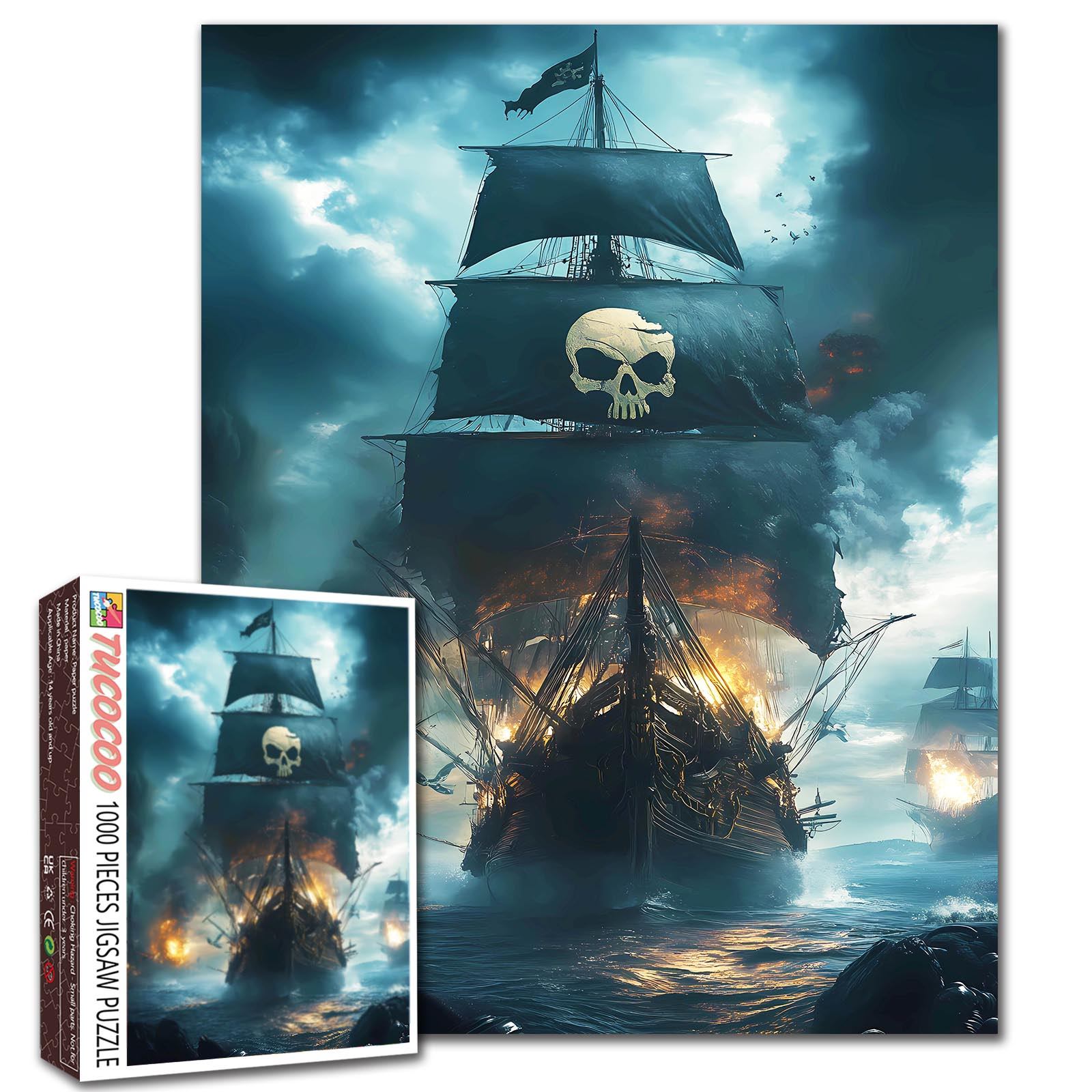 Skull Flag Pirate Warship Jigsaw Puzzle