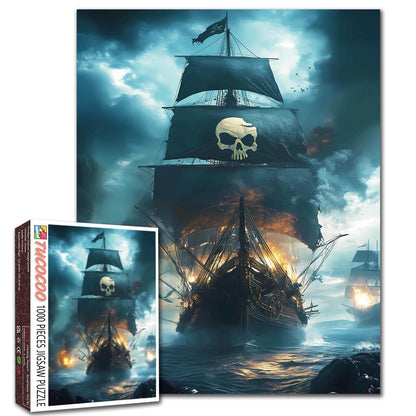 Skull Flag Pirate Warship Jigsaw Puzzle