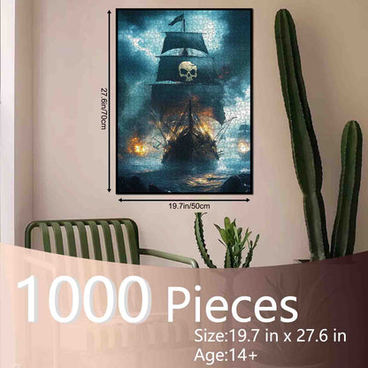 Skull Flag Pirate Warship Jigsaw Puzzle