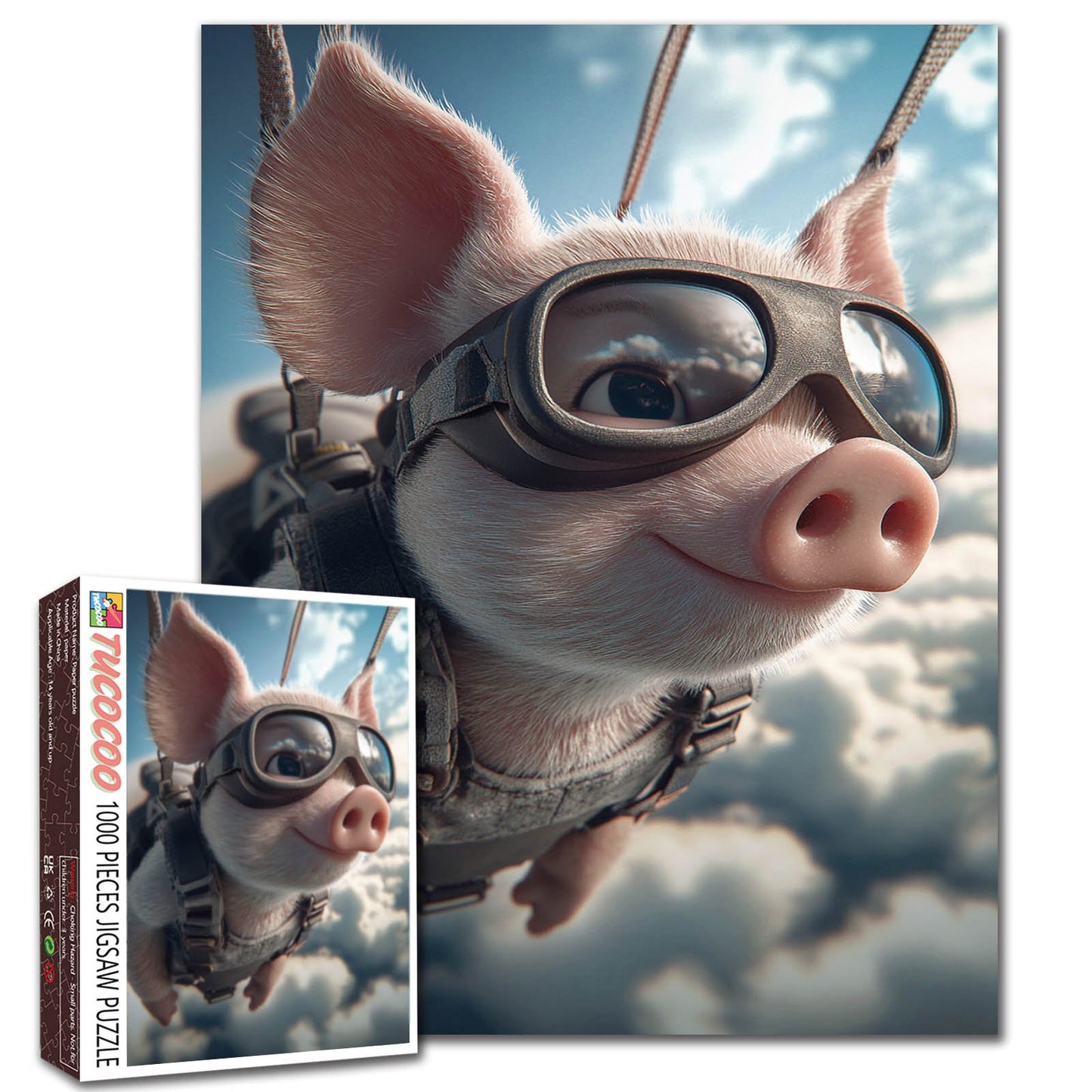 Skydiving Pig Adventure Jigsaw Puzzle