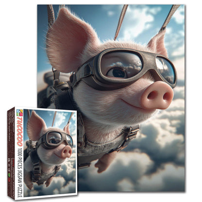 Skydiving Pig Adventure Jigsaw Puzzle