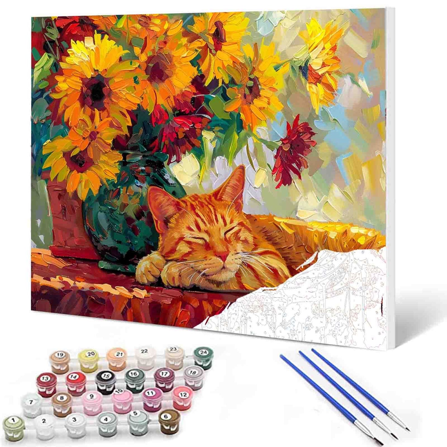 Sleeping Ginger Cat Paint by Numbers