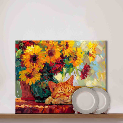 Sleeping Ginger Cat Paint by Numbers