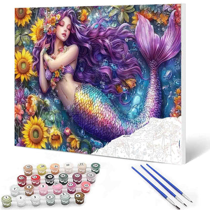 Sleeping Mermaid Garden Paint by Numbers