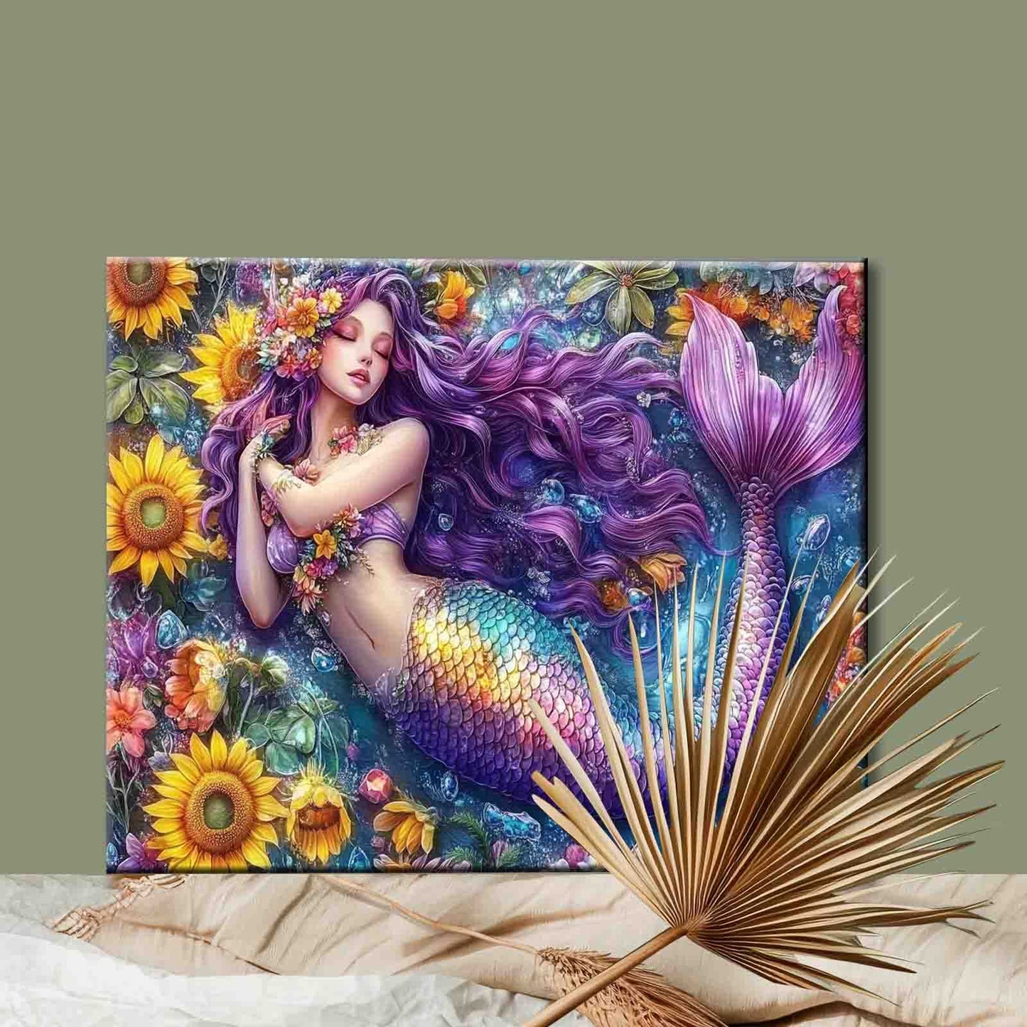 Sleeping Mermaid Garden Paint by Numbers