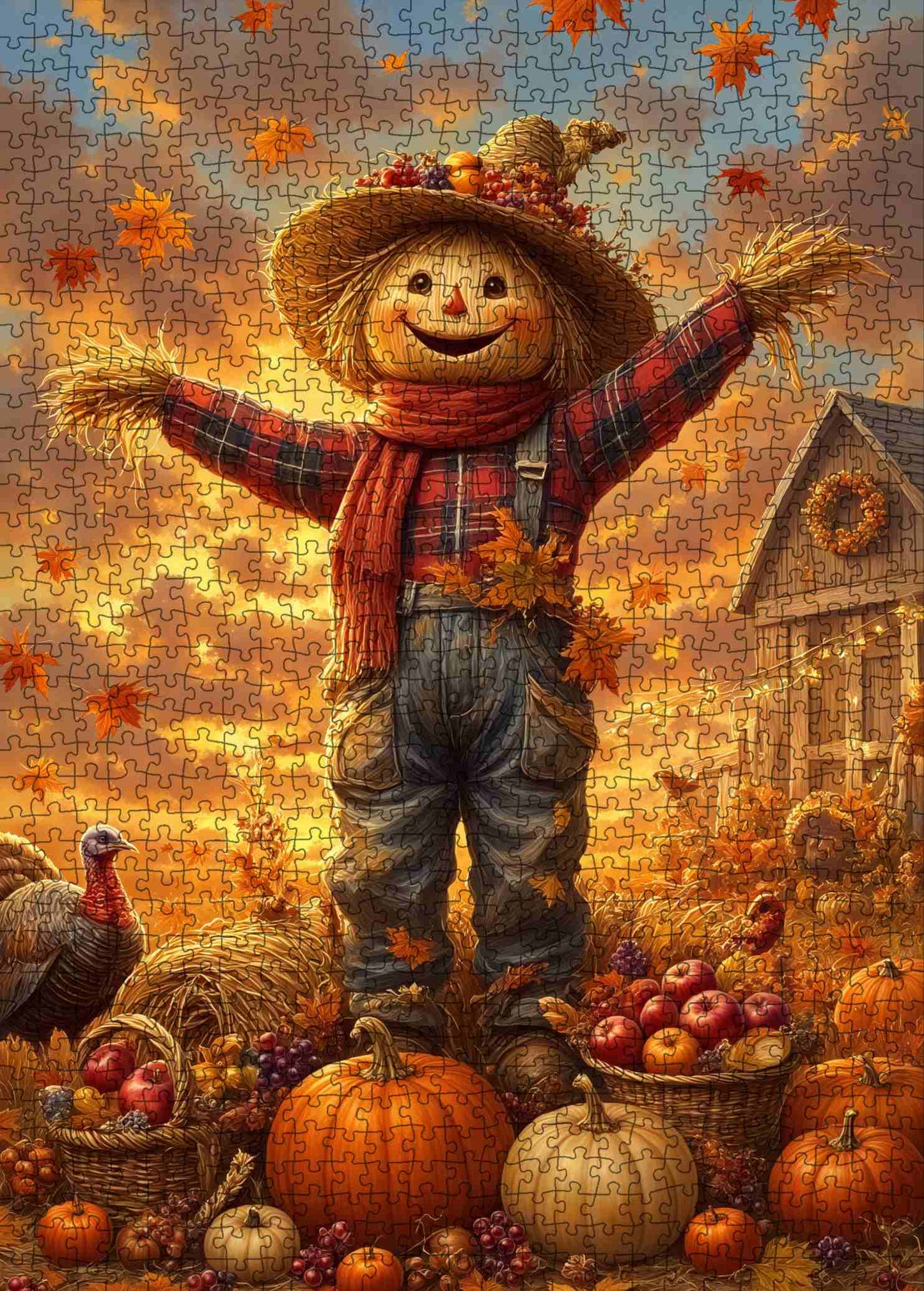 Smiling Scarecrow Harvest Jigsaw Puzzle