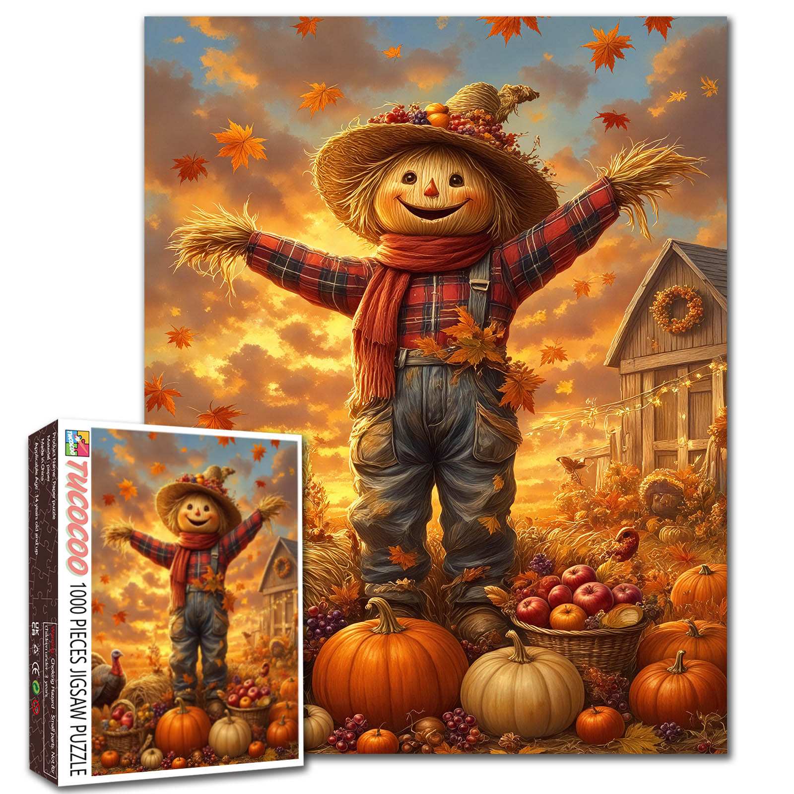 Smiling Scarecrow Harvest Jigsaw Puzzle – Tucocoo