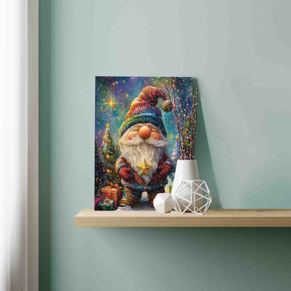 Smiling Gnome in Rainbow Hat Paint by Numbers