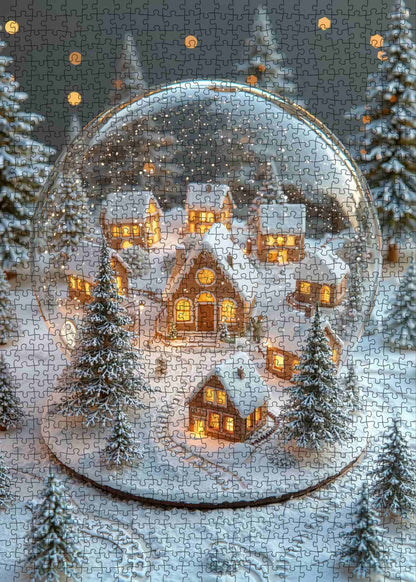 Snow Globe Christmas Village Jigsaw Puzzle