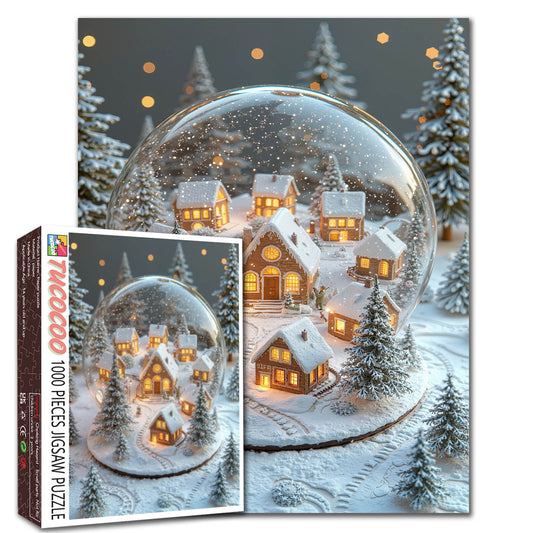 Snow Globe Christmas Village Jigsaw Puzzle
