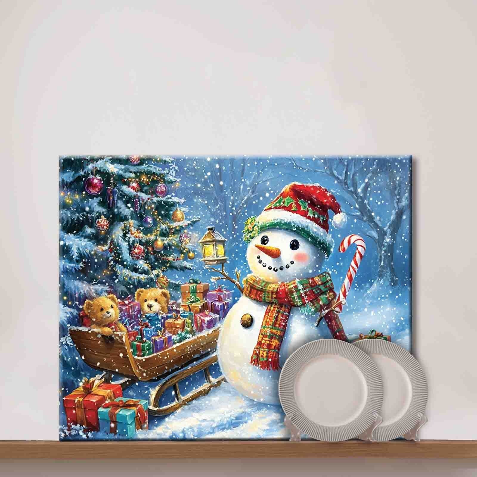 Snowman Delivering Gifts Paint by Numbers