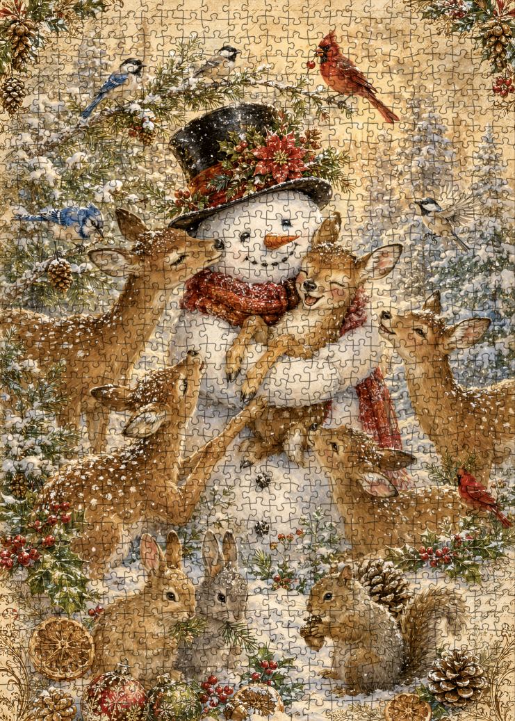 Snowman and Woodland Friends Jigsaw Puzzle