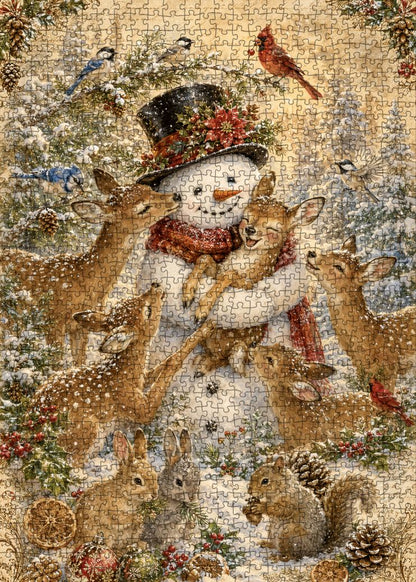 Snowman and Woodland Friends Jigsaw Puzzle