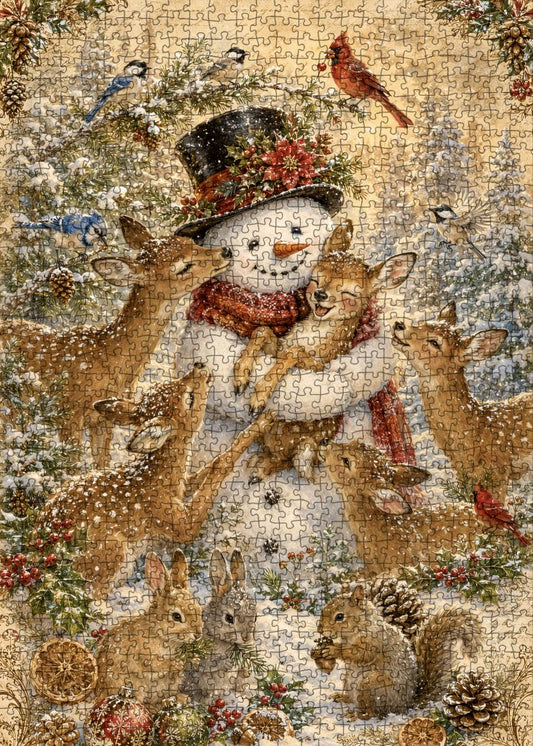 Snowman and Woodland Friends Jigsaw Puzzle