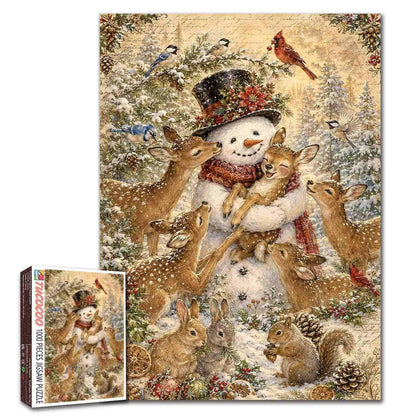 Snowman and Woodland Friends Jigsaw Puzzle