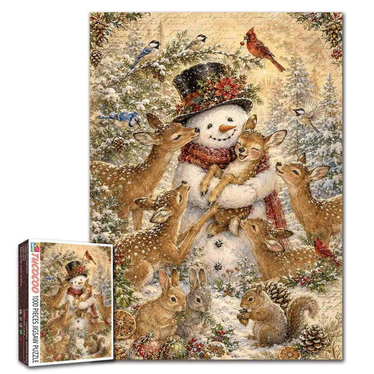 Snowman and Woodland Friends Jigsaw Puzzle