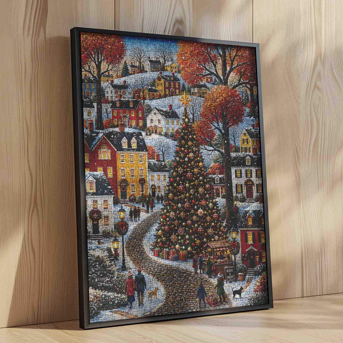 Snowy Christmas Village Square Jigsaw Puzzle
