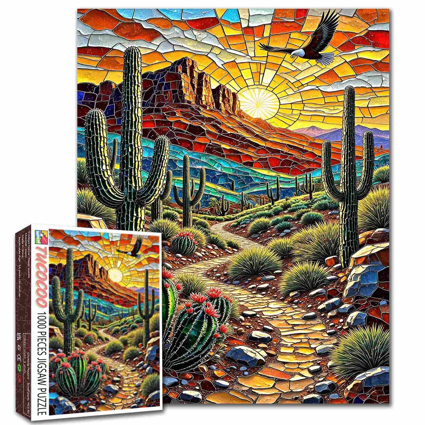 Southwest Desert Stained Glass Landscape Jigsaw Puzzle