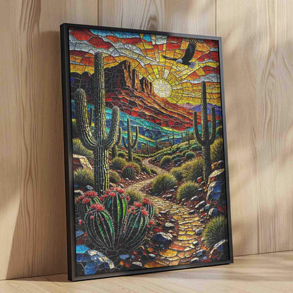 Southwest Desert Stained Glass Landscape Jigsaw Puzzle