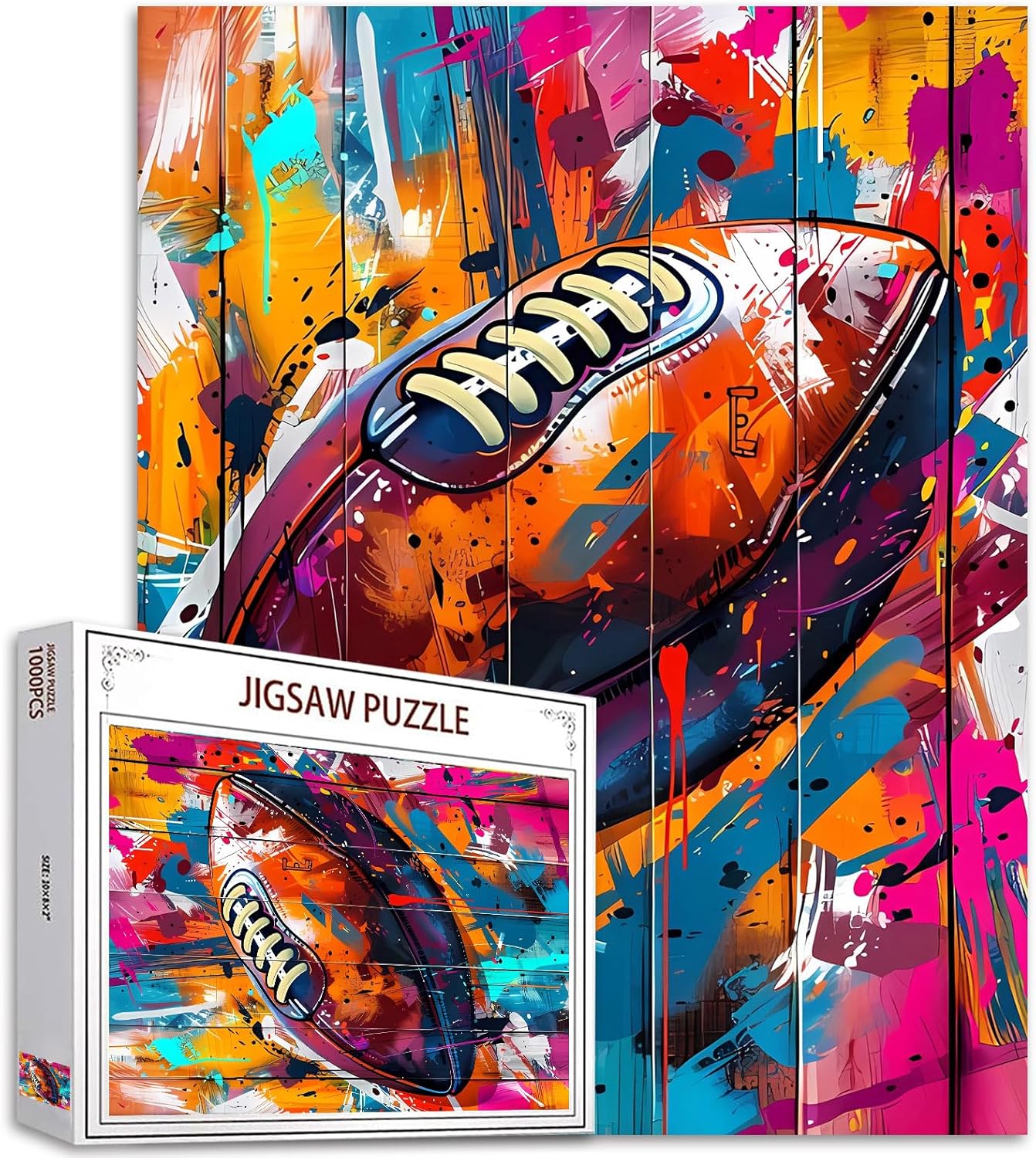 Puzzles de football américain vibrants avec graffitis dans la rue